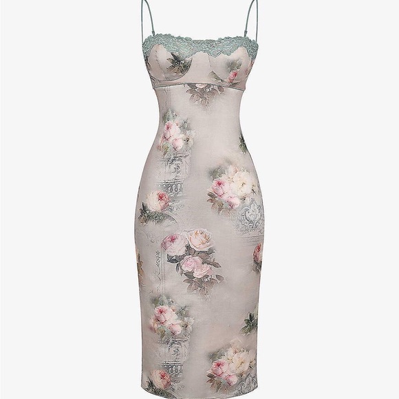 HOUSE OF CB 'Venus' Vintage Floral Midi Dress NWOT - Picture 7 of 15